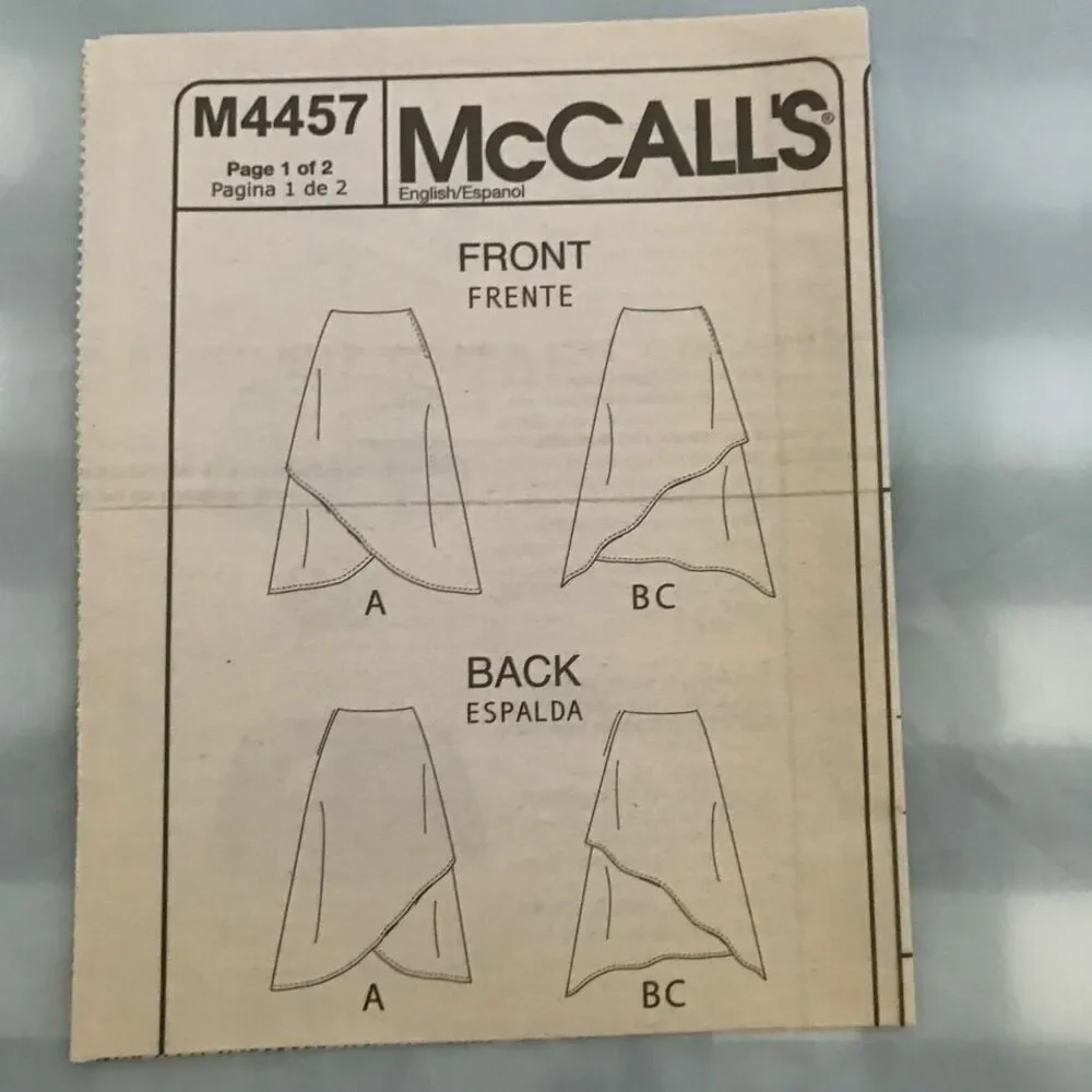 #M4457 McCalls skirt sewing pattern size 4-10